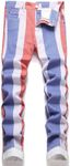 Classlong Men's Casual Printed Slim Fit Jeans Skinny Denim Pants (Stripes,40)