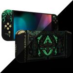 eXtremeRate Full Set Shell for Nintendo Switch OLED, Console Back Plate & Kickstand, NS Joycon Handheld Housing with Full Set Buttons for Nintendo Switch OLED (Glow in Dark - Totem of Kingdom Black)