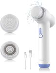 Facial Spin Brush 360° Rotating Facial Cleansing Brush By NEWDERMO USB-Rechargeable Waterproof Face Exfoliating Brush with 2 Replaceable Heads for Deep Cleaning Pores and Relieve Facial Fatigue