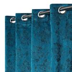 Altica Decor Heavy Velvet Textured Curtain for Living Room Bedroom | Grommet Top 5Ft Window Panel 60 Inch Long for Kitchen Hall | Privacy Protection Drapes for Home Decor Set of 2, Aqua_Velvet_FloralPrint