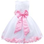 TiaoBug Girls Kids Summer Flower Petals Tulle Formal Wedding Pageant Party Princess Dress 3 Years Pink