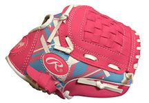 Rawlings Remix Series Youth Tball/Baseball Glove, Right Hand Throw, Pink/Blue/White, 9 Inch (Ages 3-5) (AMAREM91P-6/0)