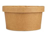 e kysa basics Disposable Thick-Walled Craft Paper Food Container Bowl/Tub With Lid - Brown, 250 Millilitres, 250 Millilitres