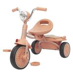 UBRAVOO Baby Tricycle, Foldable Toddler Trike with Pedals, Cool Lights, Durable Wheels and Comfortable Seat, Baby First Walker Trike for 1-5 Years Old Girls, Boys (Pink)