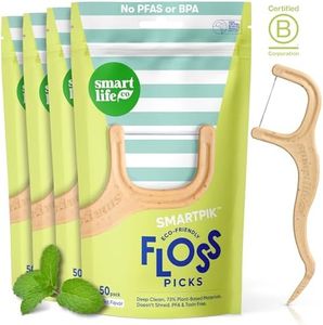 Biodegradable Dental Floss Picks - Natural Plastic Free Handle | Thin Thread Tooth Flossers for Adults & Kids Toothpick Stick Soft on Gum Teeth Eco Friendly Zero Waste Vegan Organic (200, Mint)