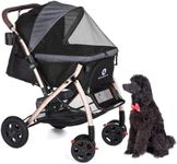 HPZ-PR America Pet Rover XL Premium Heavy Duty Dog/Cat/Pet Stroller Travel Carriage/w Convertible Compartment/Pump-Free Rubber Tires for Small/Medium/Large Pets (Stone Gray 2nd-Gen),23.0 pounds
