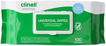 Clinell Universal Cleaning and Disinfectant Wipes for Surfaces - Pack of 100 Thick Wipes - Multi Purpose Wipes, Kills 99.99% of Germs, Quick Action - 255mm x 175mm