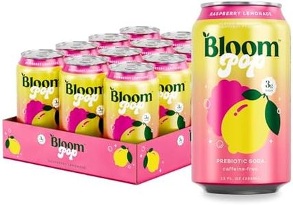 Bloom Pop Prebiotic Soda 12 Pack, Raspberry Lemonade Flavor, 12oz Cans | Prebiotic Soda for Gut Health, Low Calorie Soda, No Caffeine, Healthy Soft Drink Alternative