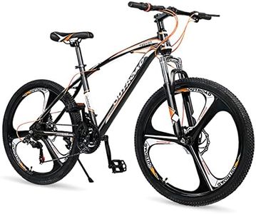 MarKnig 26 Inch Adult Folding Bikes/Mountain Bikes, 21 Speeds Mountain Bicycles with Full Suspension, Dual Disc Brake, High Carbon Steel Frame, Foldable Bike for Men/Women/Teen, X1-Orange