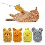 Andiker Cat Catnip Toys, 4Pcs Cartoon Plush Interactive Cat Toy, Catnip Filled Cat Pillow for Kitten Teeth Cleaning Playing Chewing (4pcs)