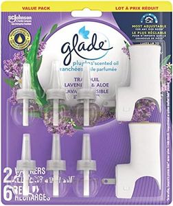 Glade PlugIns Air Freshener Kit, Scented and Essential Oils for Bathroom and Home Fragrance, Tranquil Lavender and Aloe, 2 Warmers and 6 Fragrance Oil Refills