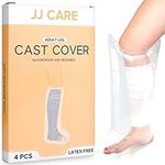 JJ CARE Leg Cast Cover [Pack of 4], Leg Shower Protector After Surgery, Reusable Waterproof Cast Cover for Leg, Adult Leg Cast Protector for Broken Leg, Wounds, and Burns