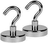 RIHEGANIT Magnetic Hooks, 200lb Heavy Duty Rare Earth Magnets with Hook for Refrigerator, Extra Strong Cruise Hook for Hanging, Magnetic Hanger for Cabins, Grill (Silver, Pack of 2)