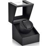 Luxury Watch Winder for Automatic Watches – Mabuchi Silent Motor with Bi-Directional Rotation, Adjustable Watch Pillows, Anti-Magnetic Black PU Leather Case – Gift for Men & Collectors