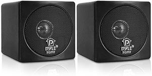 Pyle 3" Mini Cube Bookshelf Speakers - 100W Small Bookshelf Speakers w/ 3" Paper Cone Driver, 8 Ohm - Passive Audio Bookshelf Speaker Pair for Home Theater Stereo Surround Sound (Black)