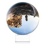 Navaris Crystal Clear Glass Ball - 100mm Transparent K9 Globe for Meditation Divination - Photo Sphere Prop for Art Decor, Photography w/Stand