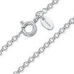 Amberta 925 Sterling Silver 1 mm Rolo Belcher Chain Size: 16 18 20 22 24 28 inch (28inch)