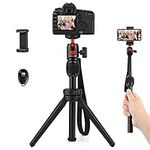 JOILCAN Mini Tripod, Aluminium Portable Desktop Tripod Stand with 360 Degree Ball Head, 1/4 Screw Tabletop Tripod with Selfie Stick for Webcam, Projectors, Compact Camera, Load up to 3 kilograms