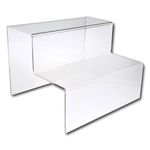 EPOSGEAR Two Step Tier Clear or Coloured Acrylic Plastic Retail Riser Counter Display Stands - Perfect for Shops, Stalls, Ornaments, Models etc (Clear, Large Wide)