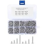 800 Pcs M2 Self Tapping Screws, Small Wood Decking Screws, Tiny Concrete Screws, Cross Drive Flat Head Fastening Screws with Plastic Box for Home DIY - 4/5/6/8/10/12/16/20 mm