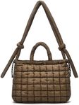 I IHAYNER Puffer Tote Bag for Women Large Quilted Top Handle Bags Soft Puffy Crossbody Bag Lightweight Carryall Bag for Work Coffee