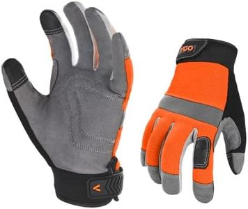 Vgo... Guante de Trabajo Touchscreen Resistentes,Guantes Protección para Almacén Obra Portero Montaje Mecánicos, 1 Par