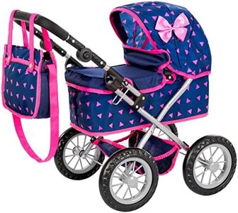 Kinderplay Carrozzina per Bambole, Passeggino per Bambole – Gondola, L'altezza del manico è di 33-63 cm, Passeggino Giocattolo, Costruzione Leggera e Stabile, KP0261S (KP0261T)