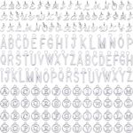 SANNIX Letter Charms, 156Pcs/6 Sets Alphabet ABC Letter Charms 3 Styles Capital A-Z Charms DIY Bracelet Necklace Pendants with 200Pcs Open Jump Rings for Jewelry Making, Antique Silver, Zinc, No