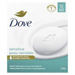 Dove Beauty Bar More Moisturizing Than Bar Soap for Softer Skin, Fragrance Free, Hypoallergenic Sensitive Skin With Gentle Cleanser 106 g 12 count