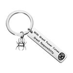 KUIYAI With Great Power Comes Great Responsibility Bracelet with Spider Charm Spiderman Quote Bangle Marvel Movie Gift Inspiration Jewelry (Keychain)