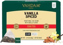 VAHDAM, Vanilla Chai Tea Bags (30 Count) High Caffeine, Non GMO, Gluten Free | Individually Wrapped, Full-bodied & Malty | No Artificial Flavor | Blended w/Vanilla, Cappuccino & Exotic Spices