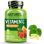 NATURELO Vitamin C with Organic Acerola Cherry Extract and Citrus Bioflavonoids - Vegan Supplement - Immune Support - 500 mg Vit C per Cap - Time Release - Non-GMO - 90 Capsules