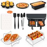 W&H Air Fryer Accessories Set of 9 for Ninja Dual Air Fryer AF300UK, AF400UK and Dual Zone Air Fryers, Nonstick Double Basket AirFryer Accessory 100pcs Air Fryer Paper, Cake & Pizza Pan, Rack, etc