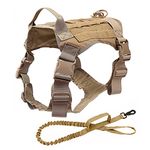 Spring.Rd Tactical Dog Harness Vest with Handle No-Pull Adjustable Military Working Dog Vest Dog Harness with Hook Loop Dog Harness for Dog Training Hunting Hiking Walking (Khaki, L)