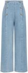 Women's Vintage Wide Leg Sky Blue Denim Pants High Waisted Flare Jeans with Pockets Petite Trousers for Women Small