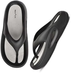 HEALTH FIT Extra Soft Premium Slippers with Soft Acupressure Comfortable & Light Weight Stylish & Anti-Skid Classic Ultra Soft Casual Waterproof & Everyday Flip Flops HF147BKLGY UK-9