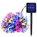 Tuch-much Solar Sakura Plastic Flower String Lights, 19.5Ft 30 Led Blossom Flower String Light Solar Power for Decorations [ Multicolour, Pack of 1]