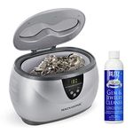 Magnasonic Professional Digital Ultrasonic Jewelry Cleaner Machine w/ 8 Oz Gem & Jewelry Cleaner Concentrate Solution for Cleaning Eyeglasses Watches Rings Necklaces Coins Razors Dentures Combs Tools