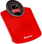 Adamson Hybrid 2-in-1 Analog & Digital Weighing Scale for Body Weight up to 400lbs + Thick Tempered Glass + Extra Large Display + Easy to Read Digital Bathroom Scale + New 2024 - Red