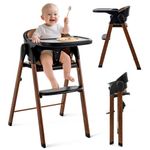 "Convertible High Chairs for Babies & Toddlers. 5-in-1 Adjustable High Chair with Removable Tray, Easy to Clean, Portable (Black Brown)"