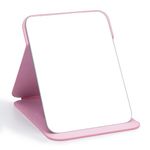 OWLKELA 20x15cm Portable Folding Mirror, Super HD Compact Makeup Mirror, Pink PU Leather Tabletop Foldable Mirrors, Free Standing Vanity Mirrors for Travel, Camping, Bathroom& Home