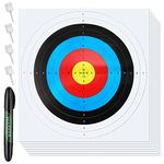 LUTER 30pcs Archery Targets, 10 Rings 16 x 16 inches Paper Archery Target with 4 Plastic Target Pins and 1 Marker Pen Targets Paper Standard Archery for Target Practice