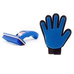 PSK PET MART Combo of 2, Slicker Brush Pet Grooming Glove for Dogs and Cats Shedding Small Medium Large Breeds (Blue) Pet Hair Remover Glove-Massage Five Finger for Dog, Cat with Long & Short Fur