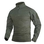 TACVASEN Outdoor Shirts for Men Tactical Hiking T Shirt Camping Fishing Hunting T-Shirt with Pockets Army Green