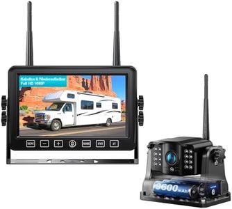 eRapta Magnetische Rückfahrkamera Kabellos Mit 7"HD 1080P Monitor,9600 mAh Akku 1Mins Installation&Wiederaufladbar Funk Rückfahrkamera,IP69K Wasserdicht Rückfahrkameras für Auto,LKW,Anhänger,Wohnmobil