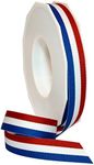 Morex Ribbon 93603/20-914 Striped Grosgrain Ribbon 5/8" X 20 YD Patriotic Ribbon for Gift Wrapping, Red/White/Blue, 4th of July Decorations, American Flags Art Supplies Gift Ribbons for Crafts