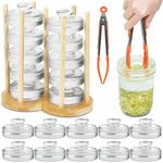 Artcome 10-Pack Glass Fermentation Weights with Easy Grip Handle and Unique Texture Design for Large Wide Mouth Mason Jars - Pickle Pebbles with Glass Weights Organizer - Space Saving Compact Design