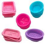 CKANDAY 20 Pcs Silicone Soap Moulds, 100% DIY Handmade Soft Soap Making Supplies Cupcake Muffin Baking Pan Candy Molds for DIY Homemade Craft, Food Grade - Square Round Oval Shaped