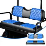 NOKINS Golf Cart Diamond Vinyl Seat Covers, Fit Club Car Precedent/DS/EZGO RXV/TXT/Yamaha Drive Aftermarket Regular Rear Seat Cushion, No Stapler, Multiple Colors and Breathable (Blue&Black)