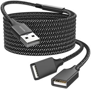 USB Extension Cable,USB Splitter USB A Male to 2 Female Extension Cord Durable USB Splitter Cable Nylon Braided Fast Data Transfer Compatible with Printer, USB Keyboard, Flash Drive,PlayStation